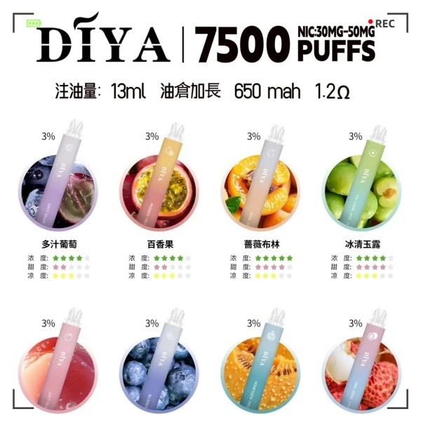 DIYA拋棄式 7500口 DIYA 一次性電子煙/ilia電子煙台灣現貨#日期10/22